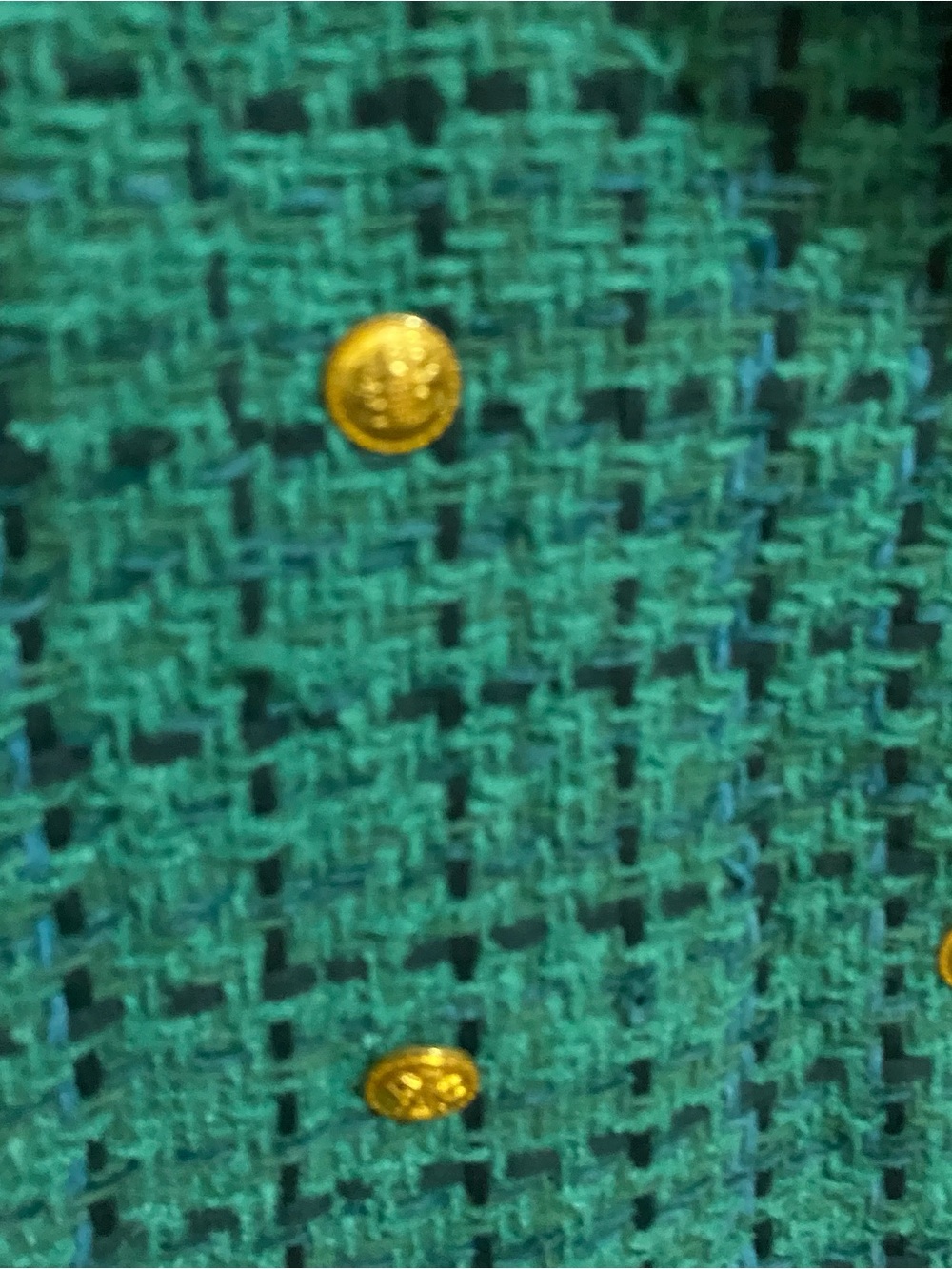 Maison Tara Green Tweed Jacket with Navy Threading - Picture 3 of 6